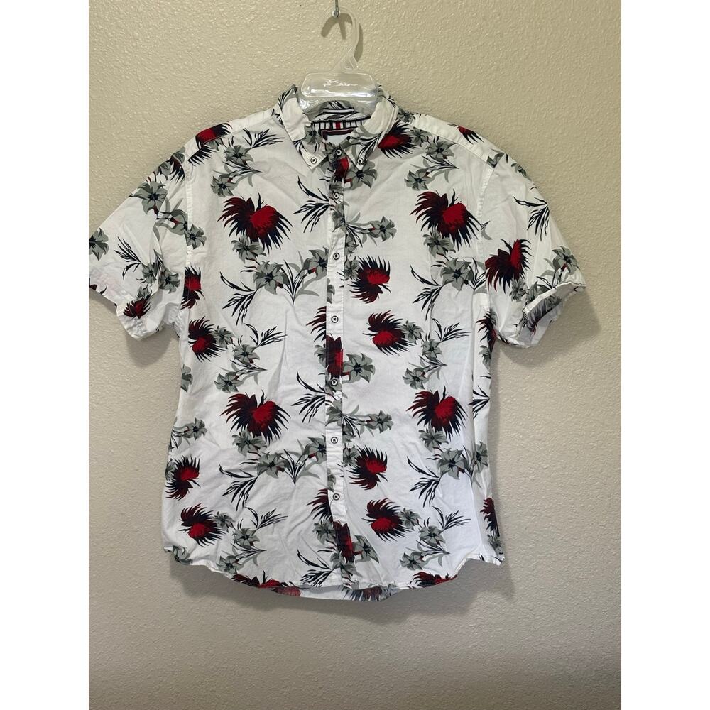 Men’s Cactus Man Rocky Singh Floral Tropical Button Down Shirt, size XL
